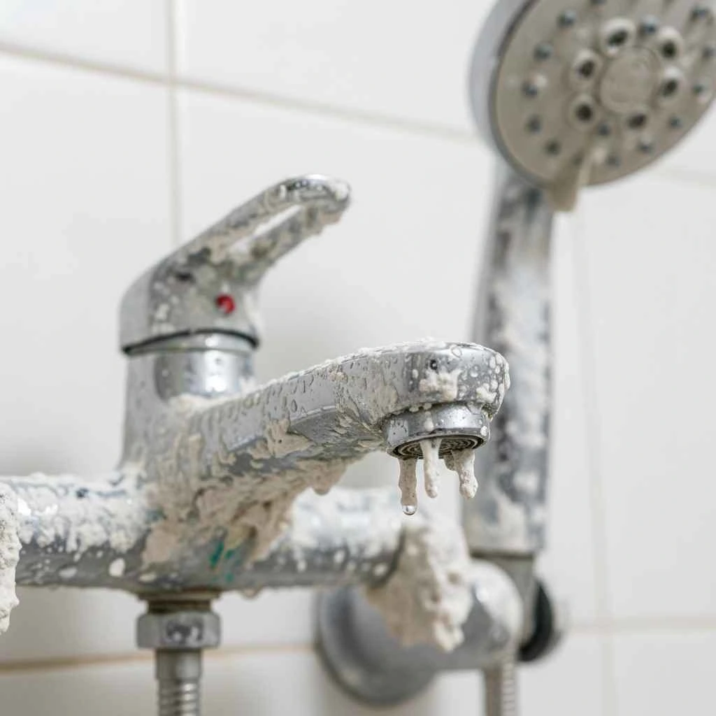 mineral buildup on faucet and showerhead