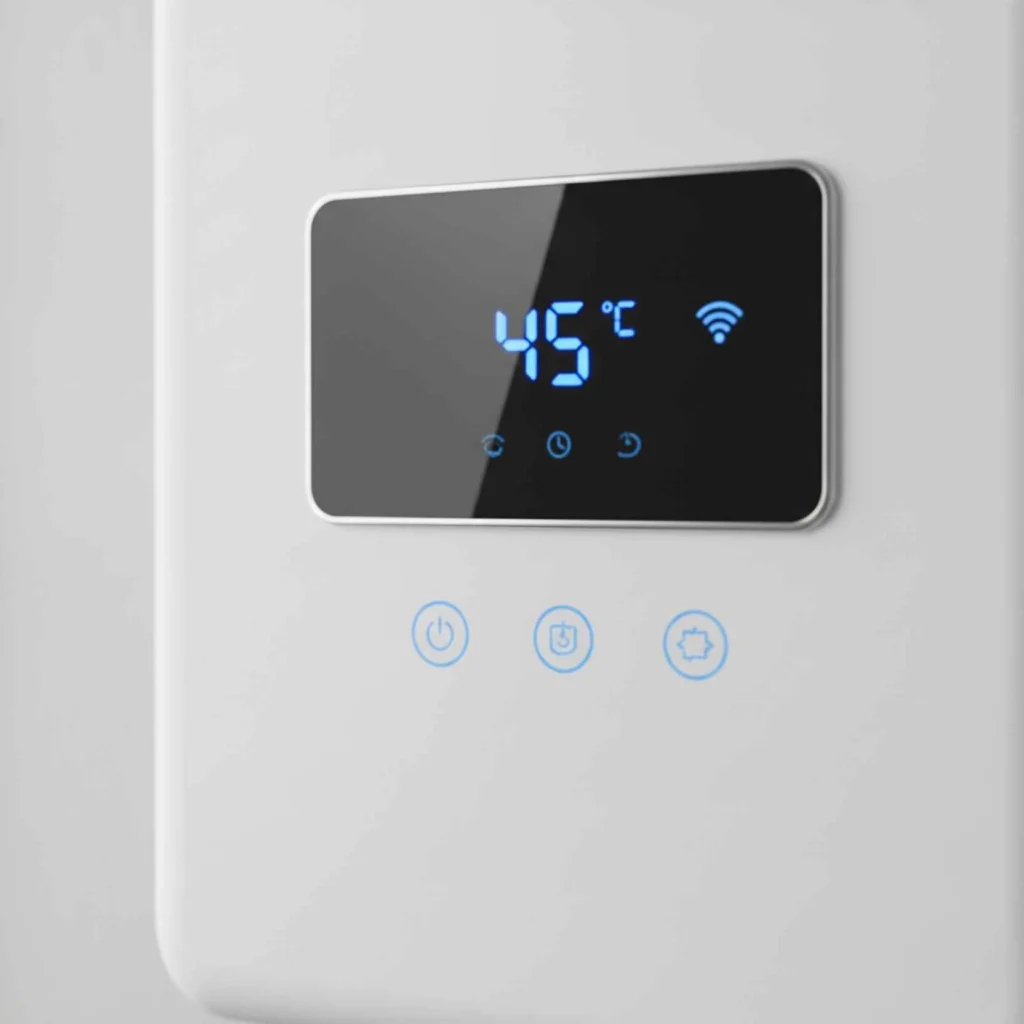 smart control panel on tankless heater