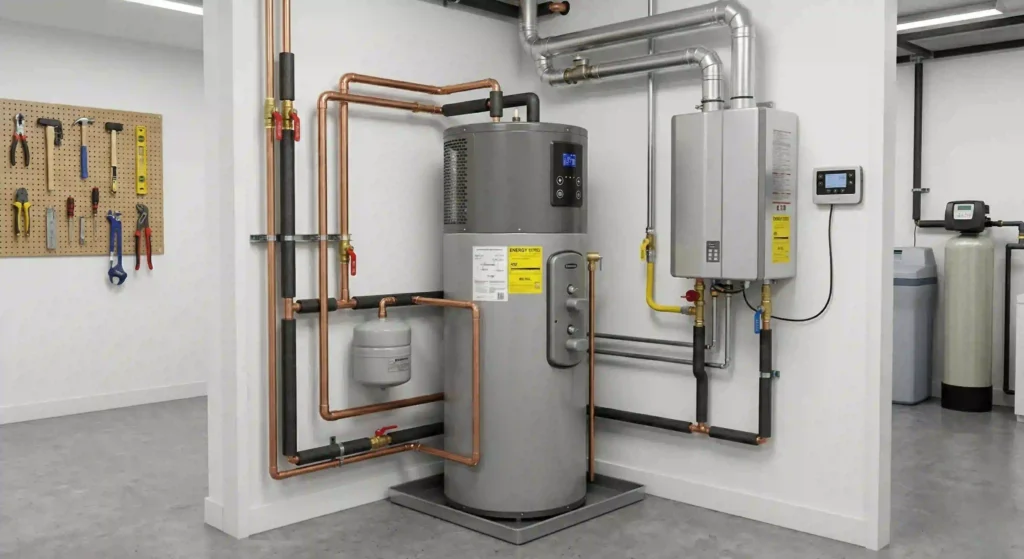 efficient, clean water heater setup
