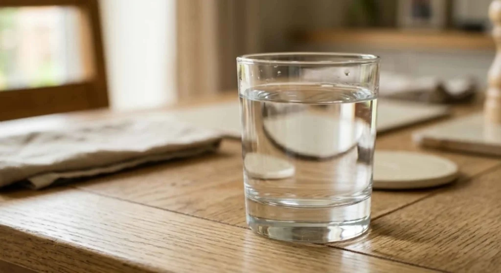 clear glass filled with clean drinking water