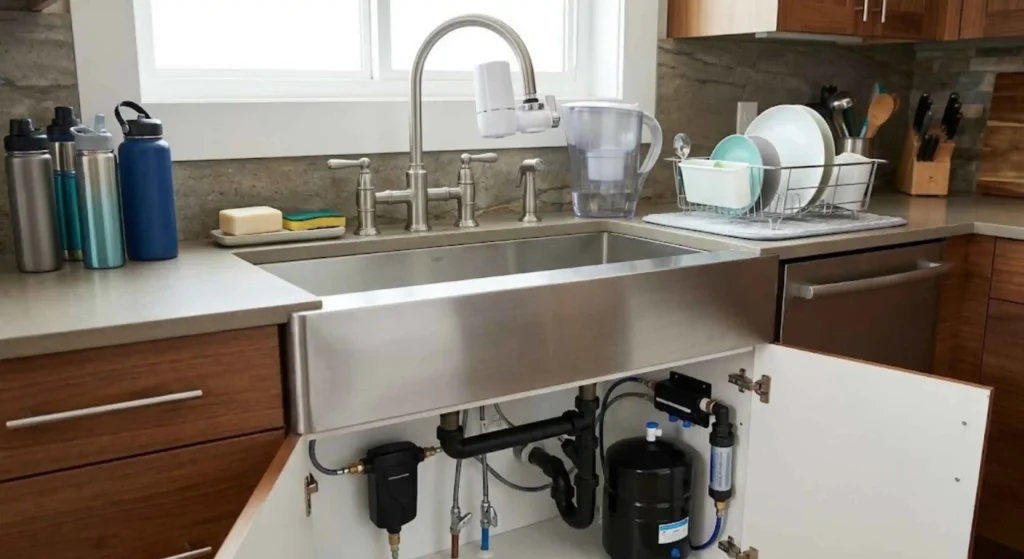 family kitchen water usage setup
