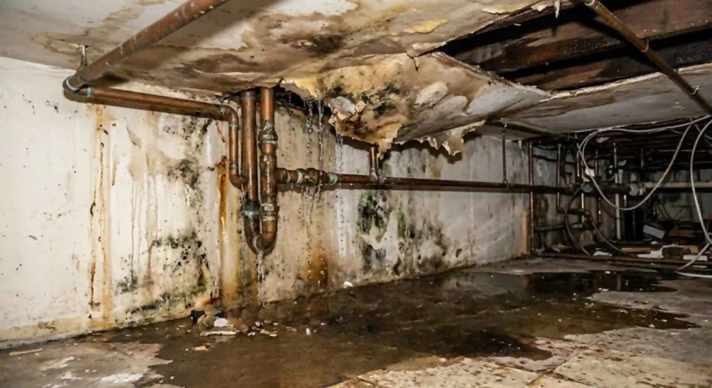 water damage from leaking pipes
