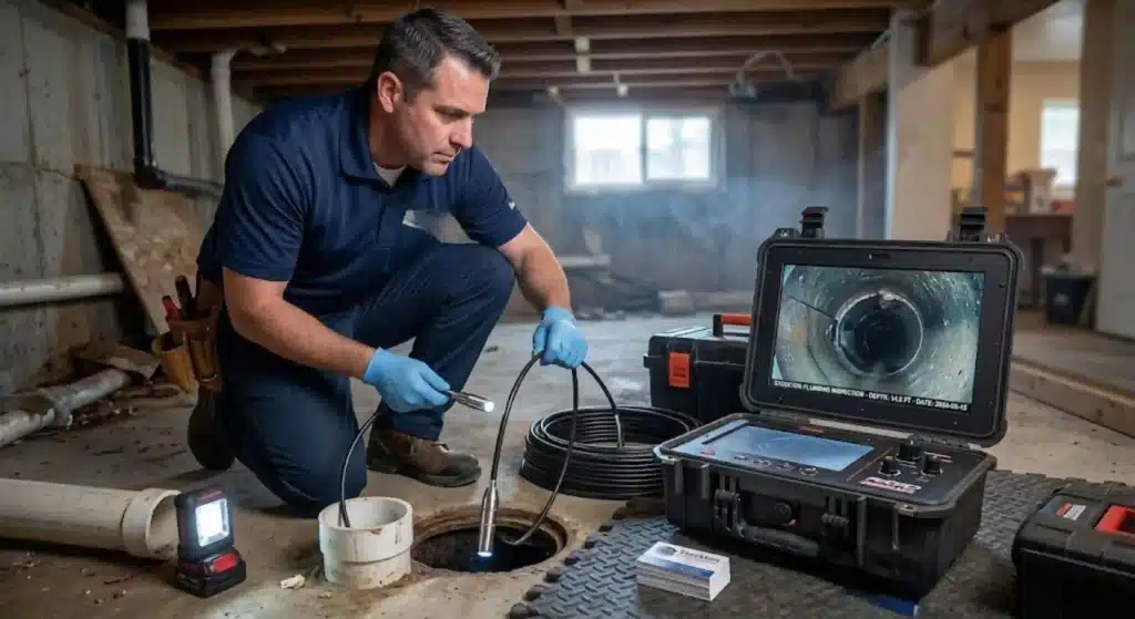 Camera inspection for underground plumbing in Stockton, Main Water Line Replacement