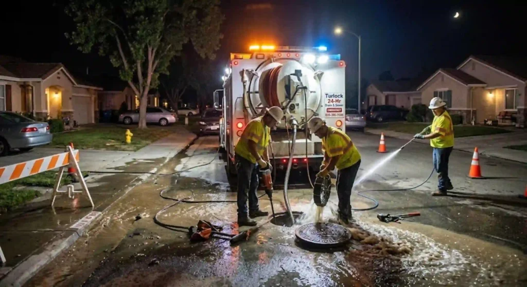 Emergency sewer line service in Turlock