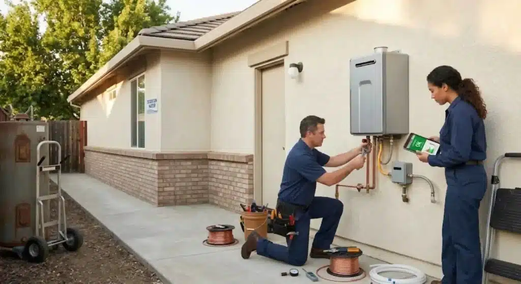 Professional tankless water heater installation in Stockton