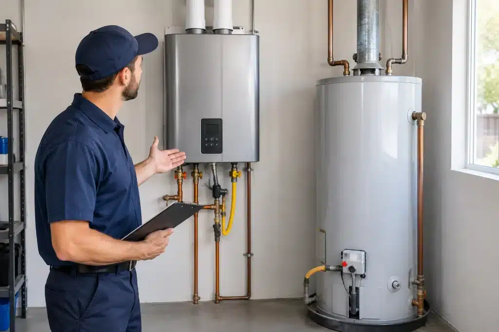 Tankless and Storage Tank Water Heater options for Stockton homes